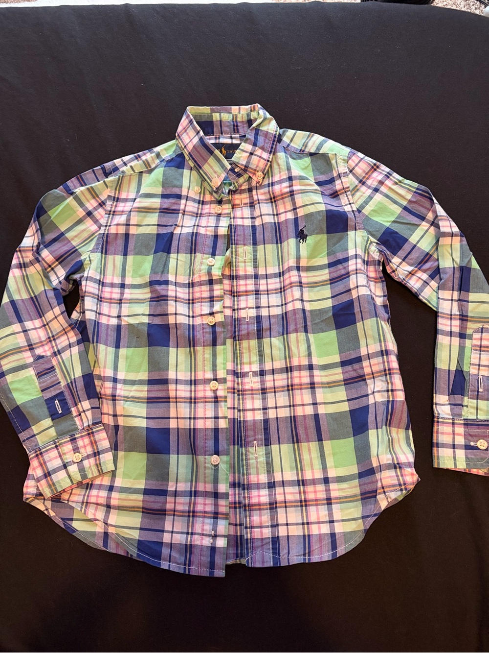 Ralph Lauren Blue, Green & Pink Plaid Button-Down Shirt